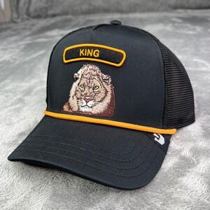 Goorin Bros The Farm GB2‎ King Lion Trucker Mesh Black Orange Adjustable Hat Cap